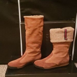 Womens Suede Flat Gucci Boots